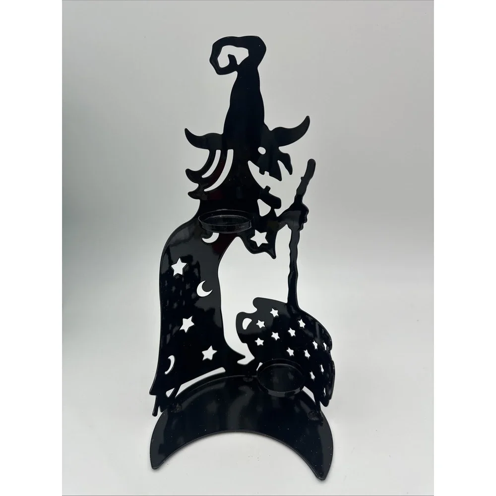 PartyLite Wilemina Witch Tealight Candle Holder‎ P90075 Black GliTTER Halloween - Picture 3 of 6